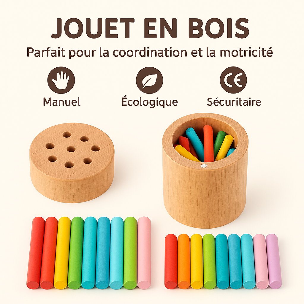 Jouet d’Apprentissage Montessori en Bois – Créativité & Motricité (2–5 ans)
