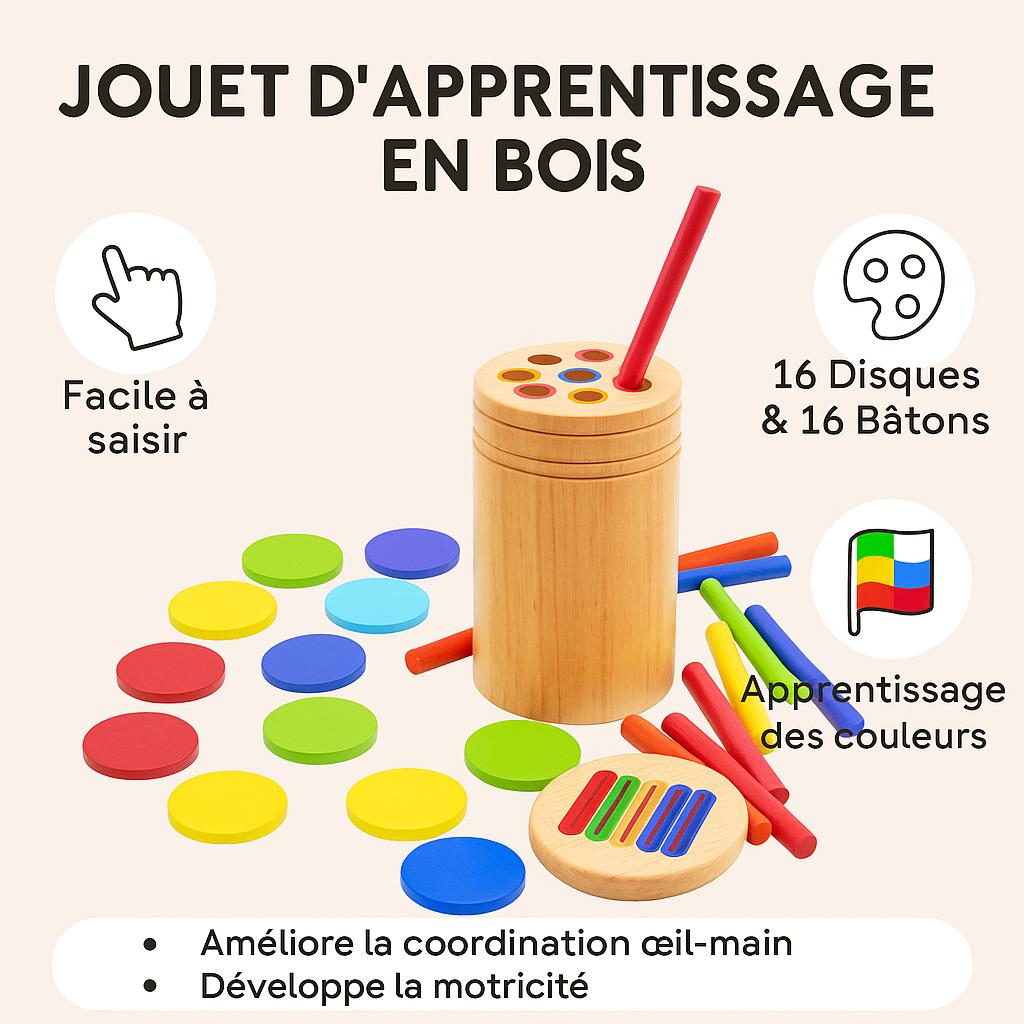 Jouet d’Apprentissage Montessori en Bois – Créativité & Motricité (2–5 ans)